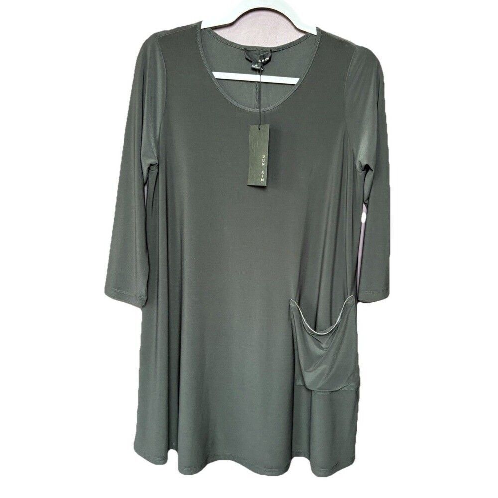 Sun Kim Pullover Tunic Top Women’s Size Small Gray Minimalist Lagenlook - Picture 9 of 9